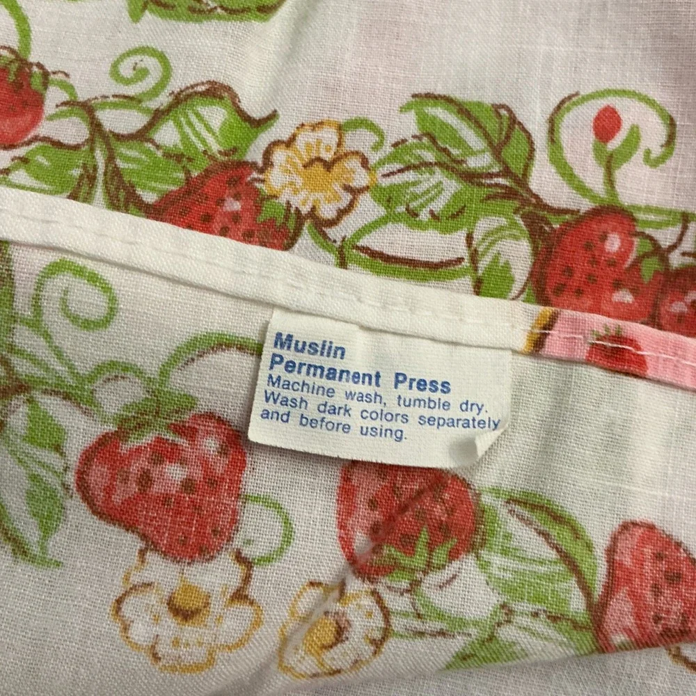 Vintage Strawberry Shortcake Twin Flat Fitted Sheet Set JCPenney 1980s Upcycle